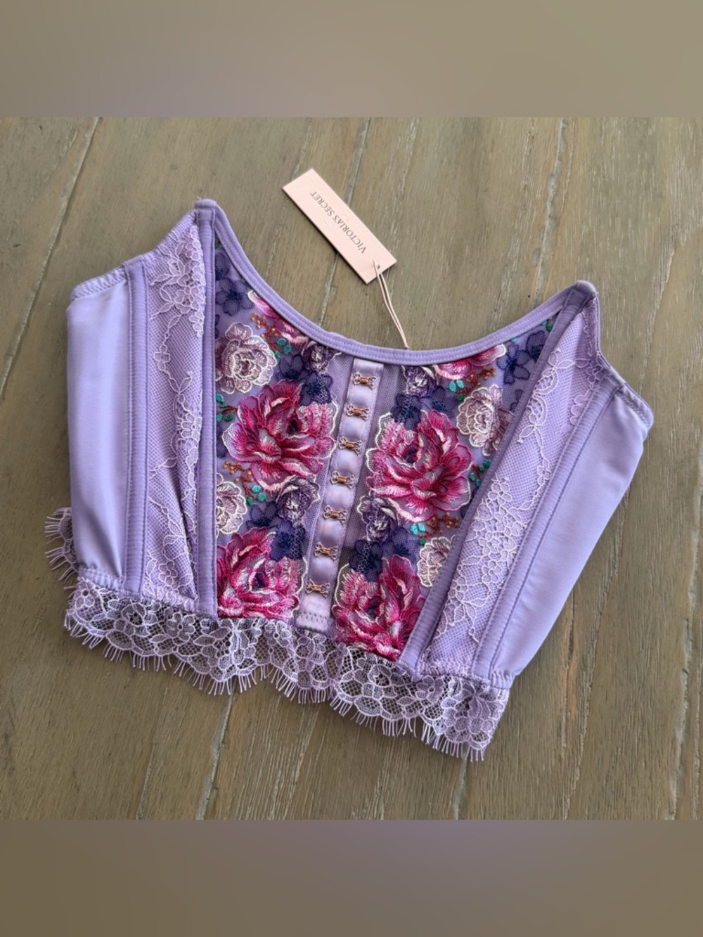 Victoria's Secret Lavender Lace Floral Embroidered Corset Top